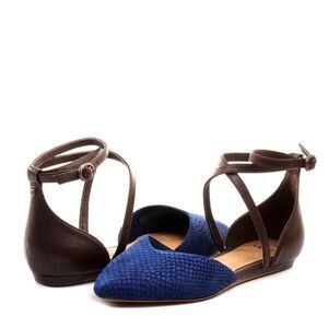 UGG Women's Izabel Mar Ankle Wrap Flats Navy Blue Size 7.5
